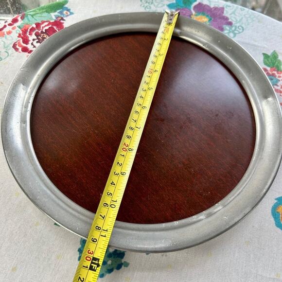 Vintage Pewter & Formica Round Art Deco Cocktail Tray 11.5” Diameter - Picture 10 of 11